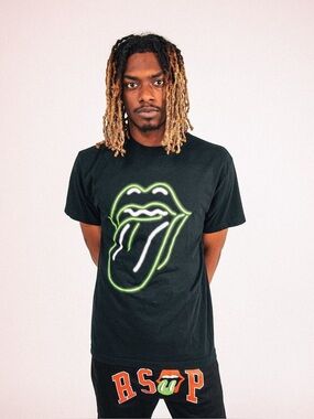 RSVP Gallery X Rolling Stones Collaboration Neon Lips T-Shirt |Size L